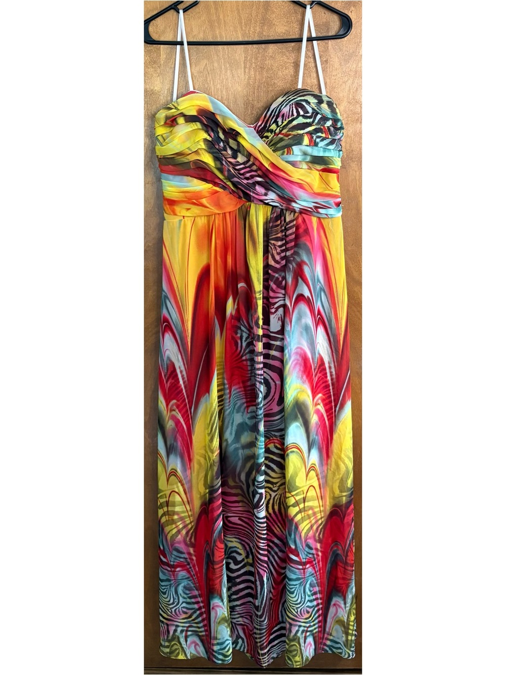 Xscape Multicolor Abstract Zebra Print Maxi Dress Formal Wedding Y2K Rockabilly